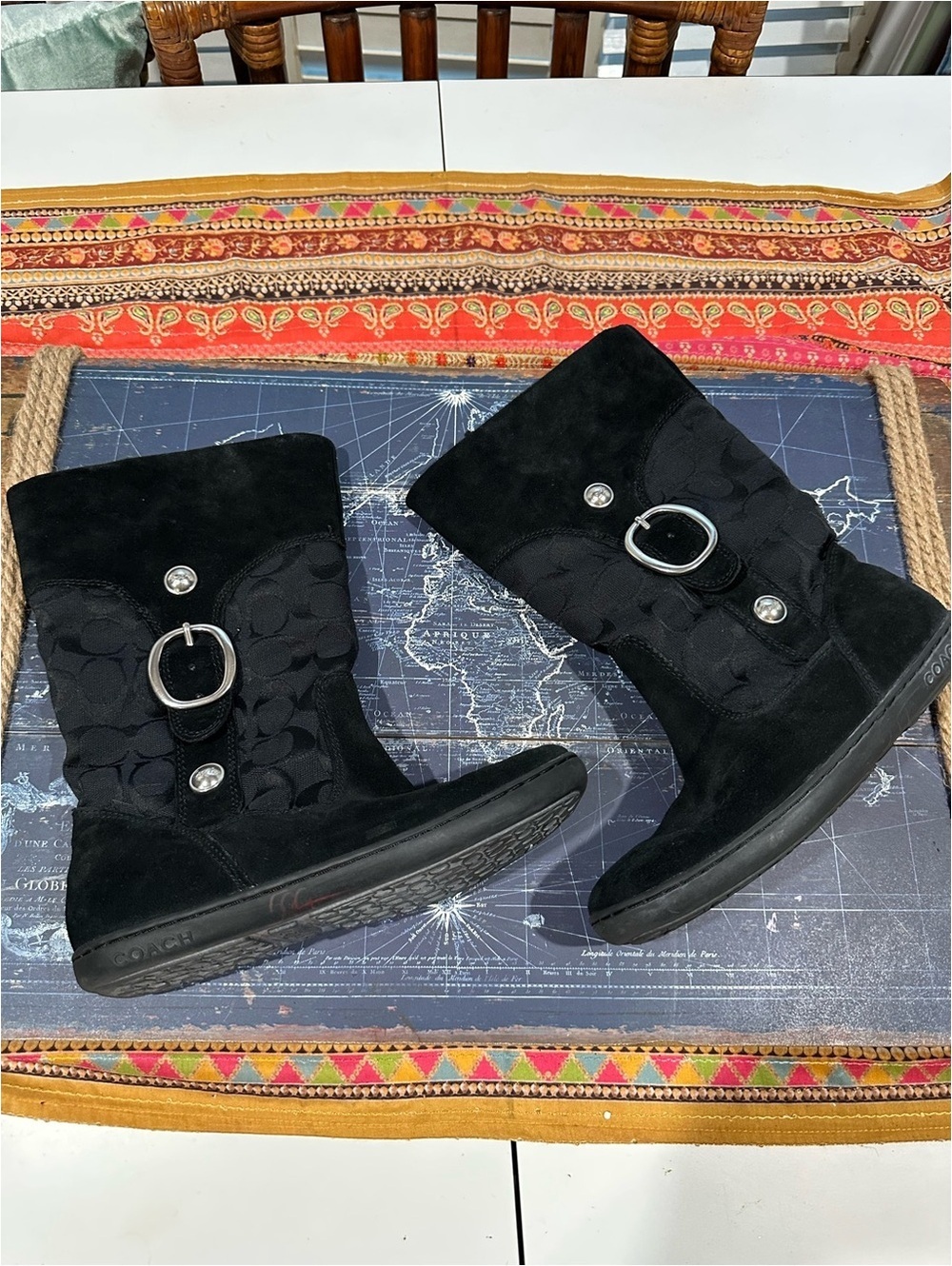 Coach Meyer Signature Suede Winter Boots – Black – Size 6